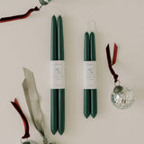 100% Beeswax Dipped Taper Candles | All Natural, Handmade (Forest Green / Standard 10" Long)