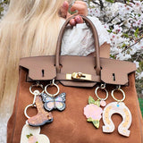 Hand-painted Rose Bag Charm + Keychain | Eco-Friendly : Red