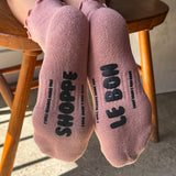 Ruffled Hugger Crew Socks  (Vintage Pink/Black)