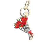 Hand-painted Newspaper Tulips Bag Charm + Keychain | Eco-Friendly