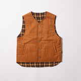 Reversible Nylon check Vest (Orange)