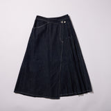 Wrapped Pleated Skirt in Indigo