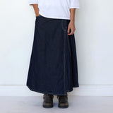 Wrapped Pleated Skirt in Indigo