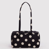 Nylon Bowler Bag (Black & Cream Polka Dot)