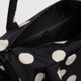 Nylon Duffle Bag (Black & Cream Polkadots)