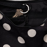 Medium Nylon Crescent Bag (Black & Cream Polkadots)