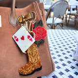 Hand-painted Rose Bag Charm + Keychain | Eco-Friendly : Red