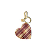 Heart Bag charm + Keychain (Red Plaid)