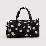 Nylon Duffle Bag (Black & Cream Polkadots)