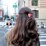 Mini Paisley Heart Claw Hair Clip (Black/White)
