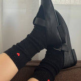 Embroidered Snow Socks (Black/Heart)