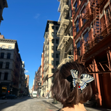 Hand-painted Swallowtail Butterfly Claw Hair Clip: White
