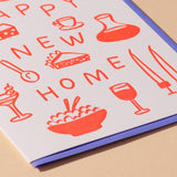 Happy New Home Letterpress Food Icons Housewarming Card