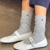 Embroidered Snow Socks (Black/Heart)