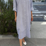 Artist Long Shirt  (Blue Pintsripe)