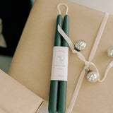 100% Beeswax Dipped Taper Candles | All Natural, Handmade (Forest Green / Standard 10" Long)