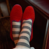 Wide Wally Socks (Wide Charcoal/Stripe)
