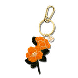 Hand-painted Vintage Poppy Bag Charm + Keychain | Eco-Friendly: Orange