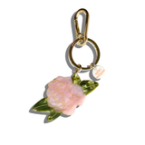 Hand-painted Rose Bag Charm + Keychain | Eco-Friendly : Red