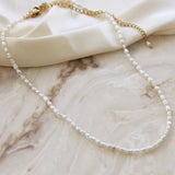 Natural Pearl Choker Necklace: Gold / 1.8mm-2mm Pearls