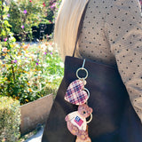 Heart Bag charm + Keychain (Red Plaid)