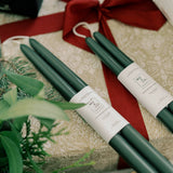 100% Beeswax Dipped Taper Candles | All Natural, Handmade (Forest Green / Standard 10" Long)