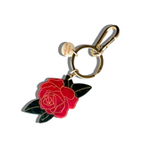 Hand-painted Rose Bag Charm + Keychain | Eco-Friendly : Red