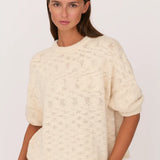 Cali Rolled 3/4 Sleeve Sweater (Ivory)