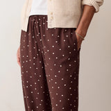 Lucy Drawstring Pant (Chocolate Polka Dot)