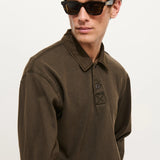 Garment Dyed Rugby Shirt (Dark Chocolate)