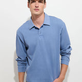 Garment Dyed Rugby Shirt (Deep Cornflower)