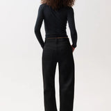 Beau Sateen Seamed Crescent Leg (Black Sateen)