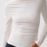 Nathalia Long Sleeve Draped Mock Neck (Soft White)