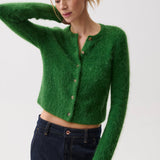 Yara Alpaca Blend Shrunken Cardigan (Vivid Moss)