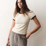 Lexi Ringer Tee (Cream & Coffee)