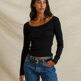 Penelope Micro Modal Cashmere Scoop (True Black)