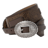 The Tooled Waist Belt (Brown w/ Silver)