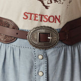 The Tooled Waist Belt (Brown w/ Silver)