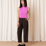 High Neck Pleated Tank (Pink)