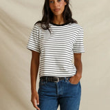 Atlas Stripe Heavy Jersey Crewneck (White/Black)