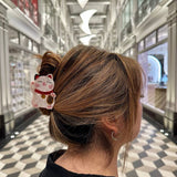 Hand-painted Lucky Cat Claw Hair Clip