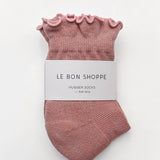 Ruffled Hugger Crew Socks  (Vintage Pink/Black)