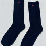 Embroidered Snow Socks (Black/Heart)