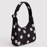 Mini Nylon Shoulder Bag (Black & Cream Polkadots)
