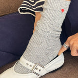 Embroidered Snow Socks (Black/Heart)
