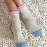 Color Block Girlfriend Socks (Grey Pink)