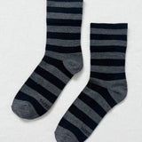 Wide Wally Socks (Wide Charcoal/Stripe)
