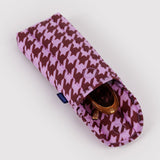Puffy Glasses Sleeve (Pink Houndstooth)