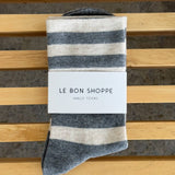 Wide Wally Socks (Wide Charcoal/Stripe)