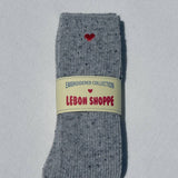 Embroidered Snow Socks (Black/Heart)